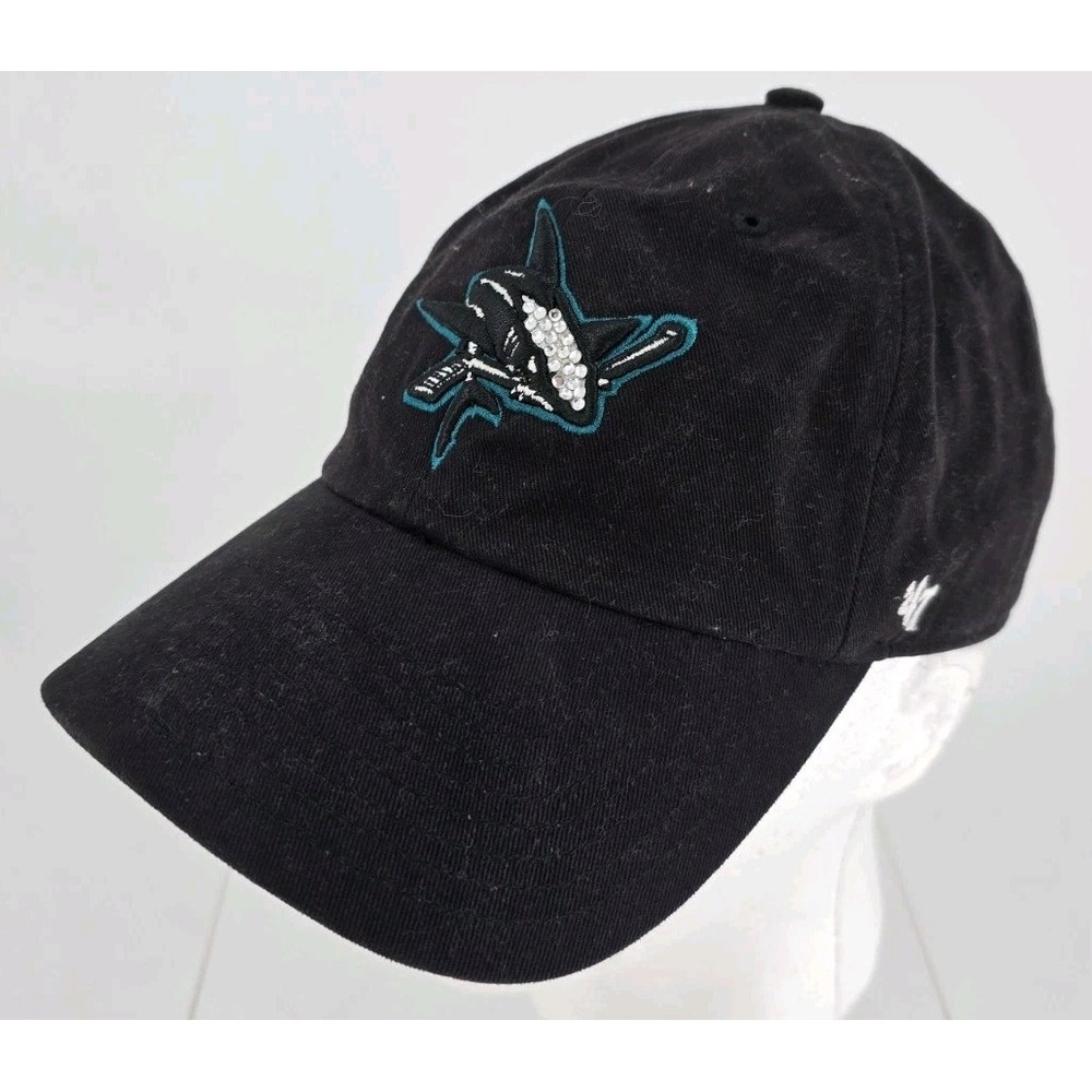 San Jose California Sharks‎ Hockey Team '47 Hat Throwback Crest With Jewels!